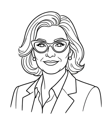 Line portrait of a woman in glasses and a jacket